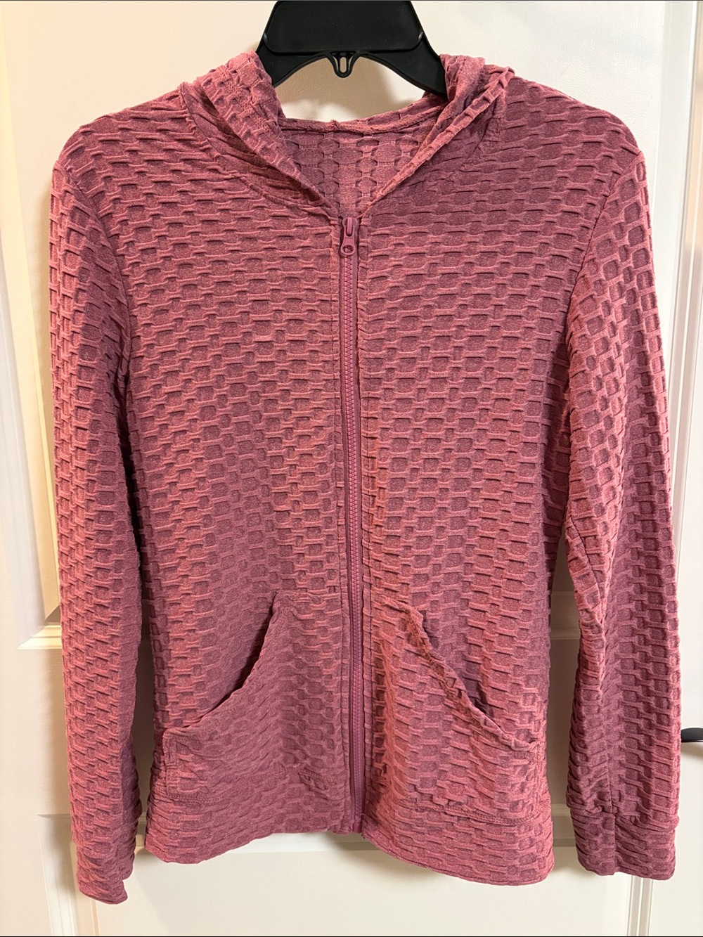 XJBOOST Athletic Textured Mauve Zip-Up Hoodie
